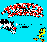 Tweety's High-Flying Adventure title screen for GameBoy Color